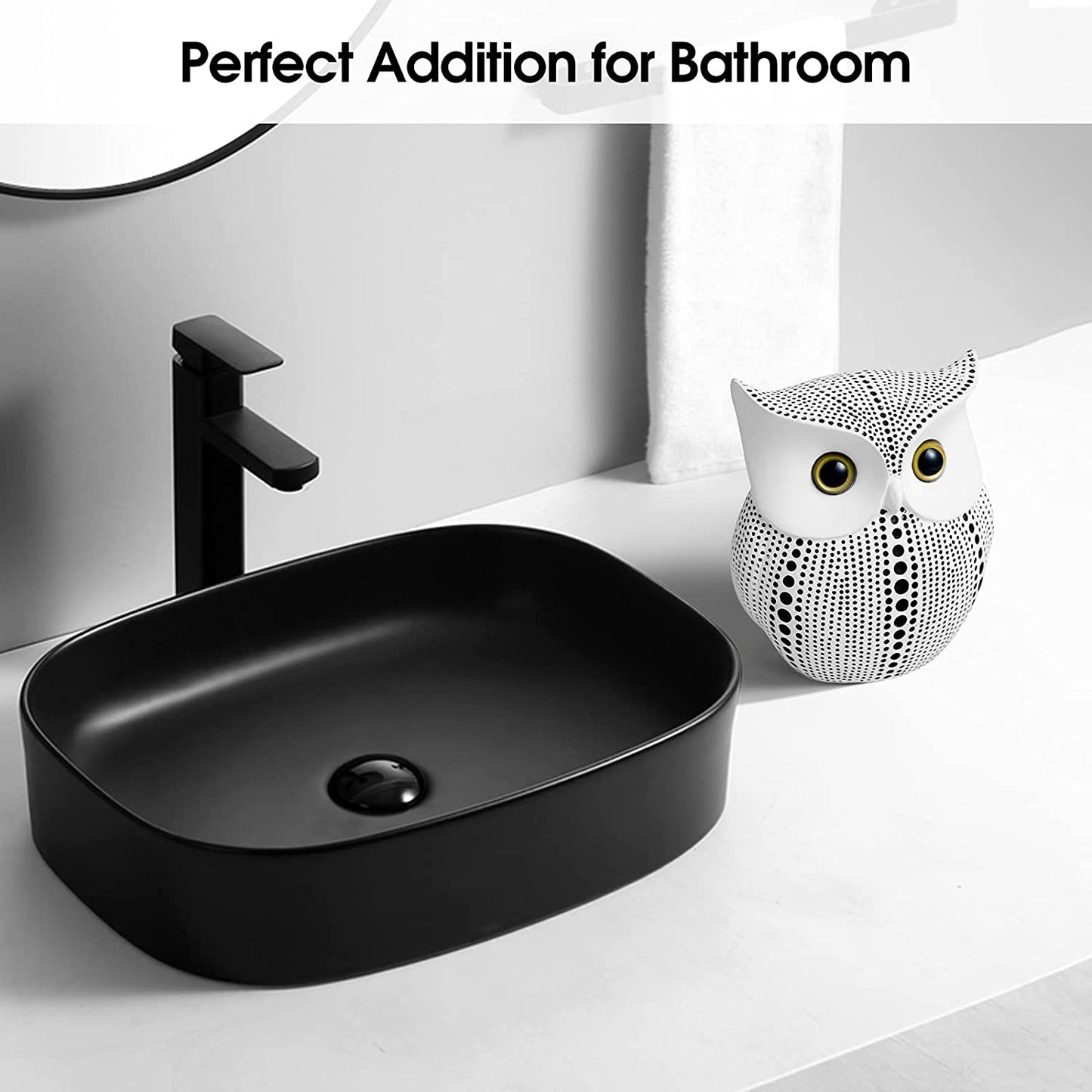 Owl Statue for Home Decor Accents Living Room Office Bedroom Kitchen Laundry House Apartment Dorm Bar,  Little Crafted Buhos Decoration for Shelf Table Decor, BFF Gifts for Owls Lovers (White)