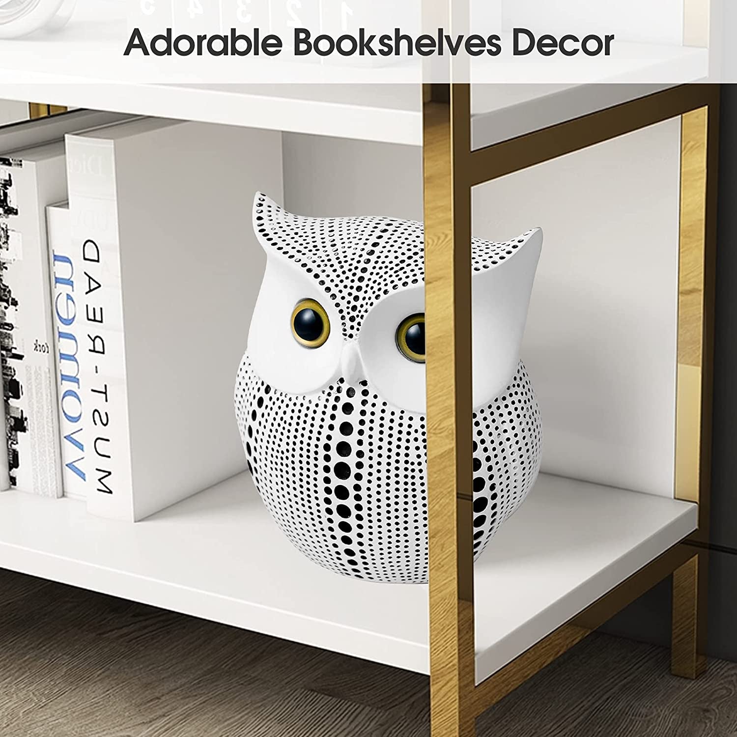 Owl Statue for Home Decor Accents Living Room Office Bedroom Kitchen Laundry House Apartment Dorm Bar,  Little Crafted Buhos Decoration for Shelf Table Decor, BFF Gifts for Owls Lovers (White)